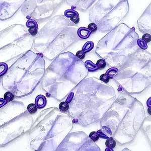 Natural Light Purple Crystal Pendant - Lavender Amethyst Crystal Pendant. Elegant And Fashionable Couple's Crystal Necklace Jewelry Accessory.