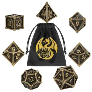Metal Dice Set with Dragon Pattern, Polyhedral Dice Set, 7 Multi-Faced Metal Dnd Dice Set, Beginner Dungeons & Dragons Gift, Role-Playing Board Game Accessories