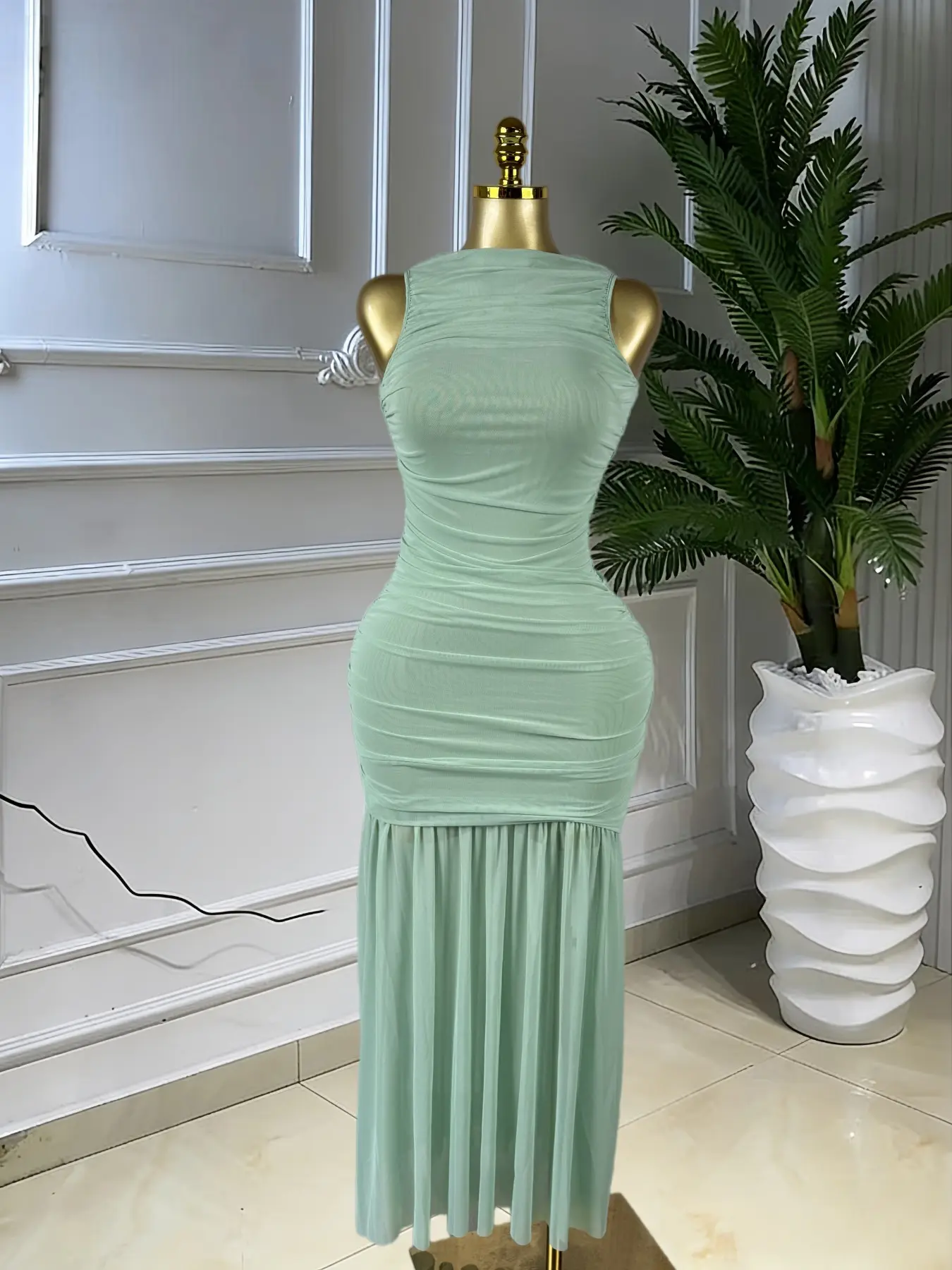 PULKRITU Elegant Women Slim A-Line Ruffled Hem Midi Formal Prom Dress, Elegant Party Apparel, Birthday Evening Party Outfit Club Cocktail Gown, Female Fashion Music Festival Dress,Sexy Lady Beach Skirt, Formal Wear, Date Night Dress