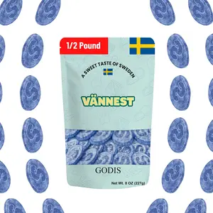 Swedish Candy S-MARKE Sour Blue Raspberry 1/2 Pound Bonbon Snack Imported Swedish Candy TikTok Exclusive Fizzy Disks