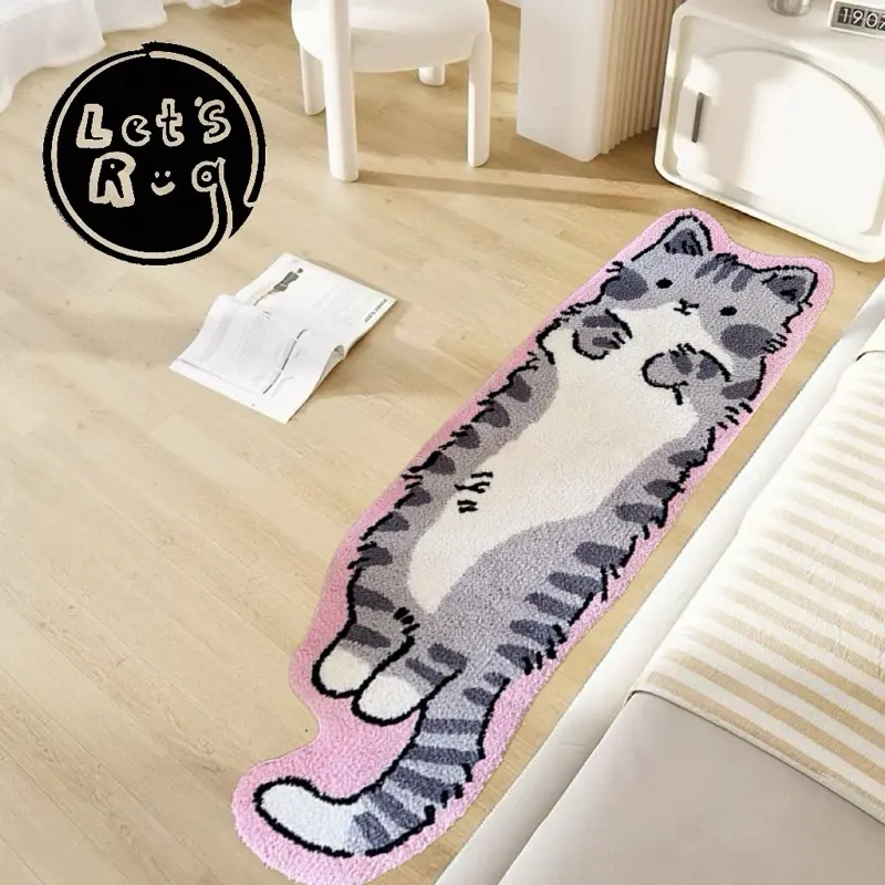 Cute Cat Tufted Animal Print Runner Rug - 20"x60" Non-Slip Soft Polyester Whimsical Home Decor, for Living Room Rugs, Cool Room Accessories, Room Decor, Rugs For Living Room