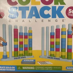 Relatable Color Stack Challenge - Fast-Paced Color Matching Puzzle Game for Fun Parties & Family Game Night Includes 2 Stack Racks 50 Challenge Cards 80 Rings & Instructions