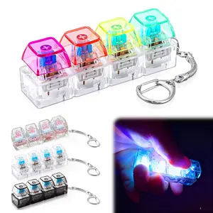Fidget Keyboard Keychain for Adults, LED Light Clicker with Loud & Silent Modes, Fun and Interactive Keycap Keychain for Stress Relief, Anxiety Decompression, Portable Stress Toy for Everyday Use