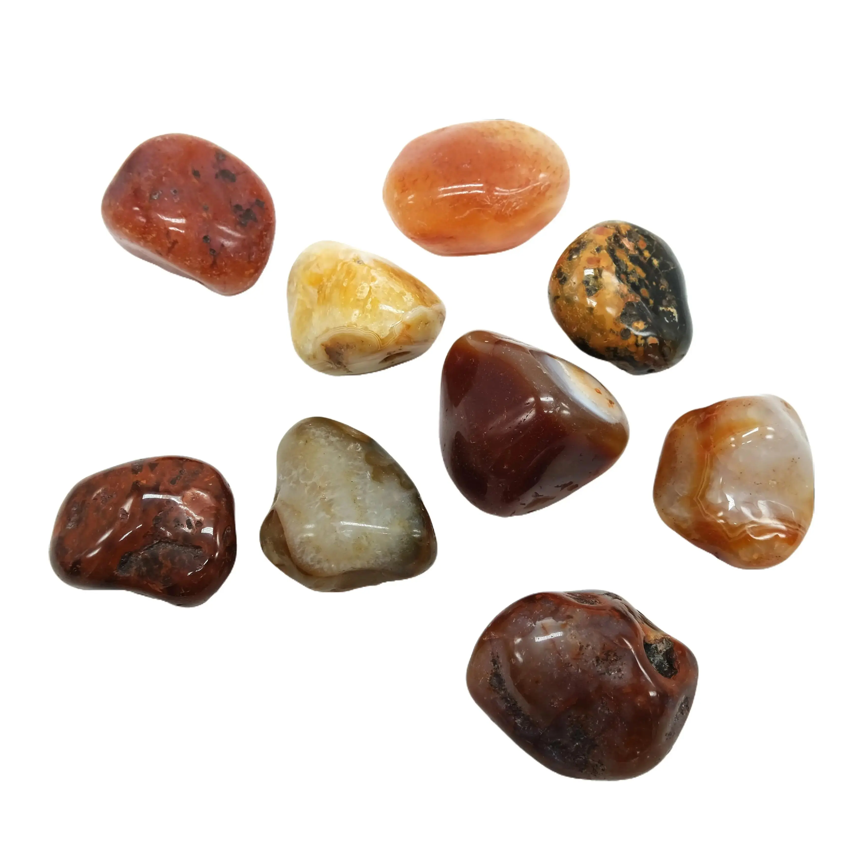 Carnelian Red Agate Tumbled Stones Bronze Jewelry Brazil