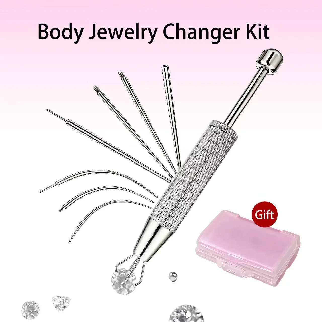 Body Jewelry Changer Kit with Bead Gripper 16G 18G 20G Easy Grip Taper for Nose Rings Ear & Lip Studs Gift Set