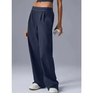 Drape loose sport pants wide leg high waist slim straight leg pants casual pants wear outside fitness running hiking long pants
