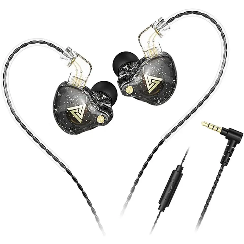 Wired Gaming Earbuds, QKZ AK6 PRO in Ear Monitors, Deep Bass Sound Wired Earbuds, HiFi in Ear Headphones with  1DD 10mm Dynamic Driver, IEM for Music Gaming Video Calling (Black)