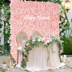 12 Pcs-15X15 Inches Flower Wall Panel Set, Artificial Flower Backdrop, 3D Silk Blush Hydrangea Floral, Wall Decorative Faux Flower for Photo Centerpieces, Home Party Wedding Decoration