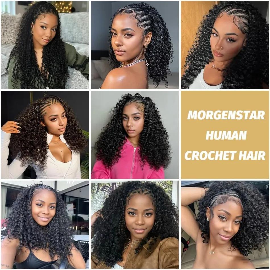 [Bling Hair]  Burmese Curly Feather Crochet For Braiding Pre-Separated Invisible Knotless Crochet Hair 100% Human Hair Extensions For Women