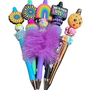 2 Custom Beaded Pens Chosen on Live - Unique Design with Colorful Beads and Novelty Tops Personalized Vibrant Flair