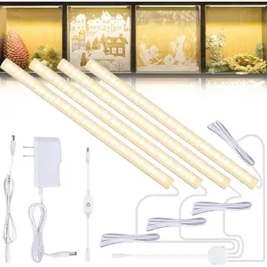 4 count x 12inch Display Cabinet Lights Warm White, Dimmable LED Shelf Lighting with Memory Function, Bookshelf Lighting, LED Lights for Display Case/Pantry/Closet/Safe, 3000K