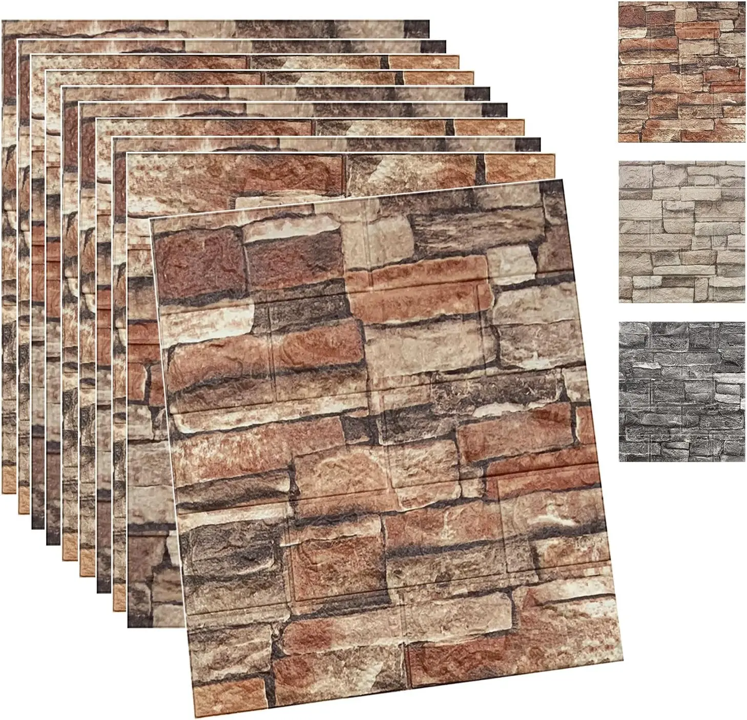 20PSC 3D Wall Panels Peel and Stick Faux Brick Wall Panels Self-Adhesive 3D Brick Wallpaper Foam Stone Wall Panel