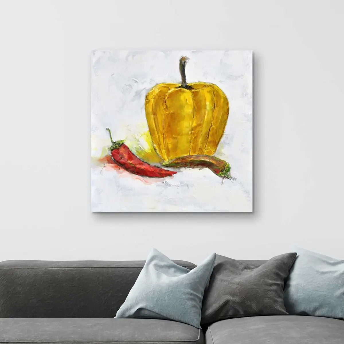 212 MAIN 32 x 32 in. 1-Piece Hangable Food Graphic Artwork - High-Def Print Yellow Peppers Canvas, Kitchen Home Decoration, Gift for Food Enthusiasts