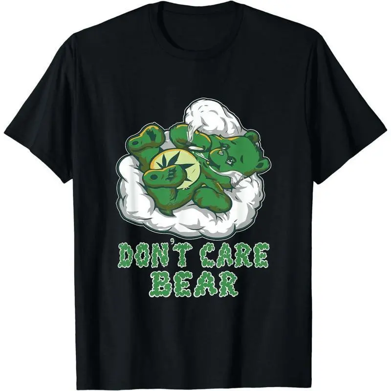 100% Cotton Graphic T-Shirt for Men & Women, Casual Distressed Shortsleeve Top with Funny Smoking Bear Design, Menswear, Round Neck, Machine Wash