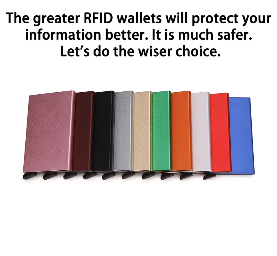 RFID Blocking Slim Metal Pop-Up Card Holder Wallet - Minimalist Wallet for Men & Women, Rfid Blocking Wallets