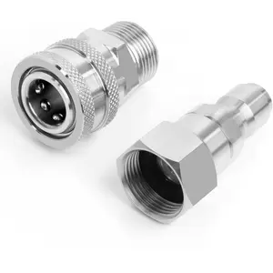 Stainless Steel M22-15mm Swivel Fitting, Pressure Washer Quick Connect Kit, 3/8" Quick Connect, 5000 PSI