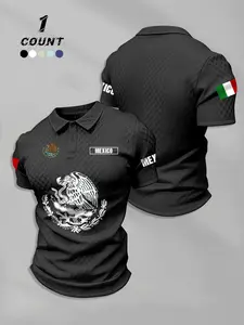 Men's Casual Loose Fit Cartoon Pattern Polo Shirt, Multi-Color Options, Comfortable Daily Wear Top, Ideal for Relaxed