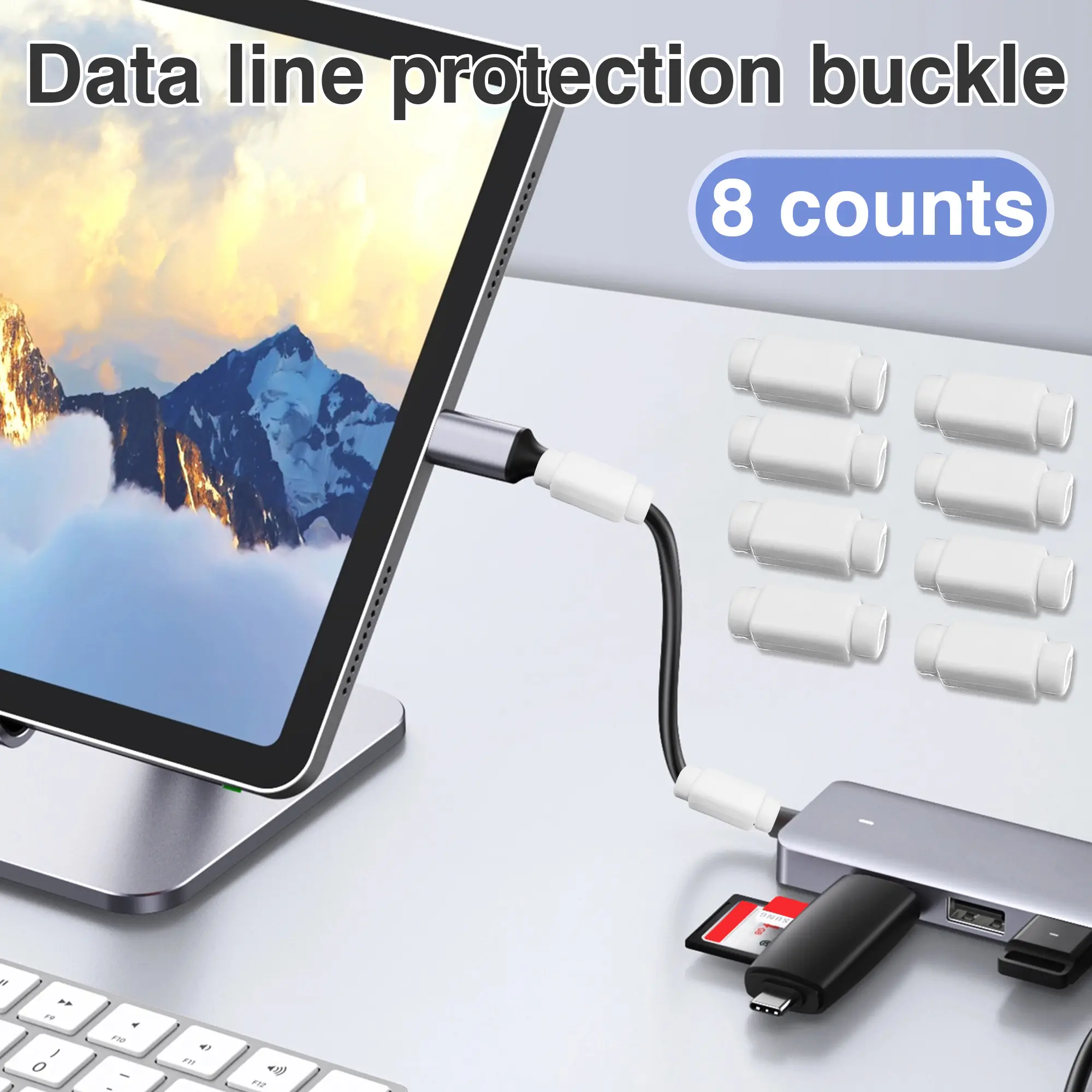 8 Counts Cable Protector, Shields Charging Cords from Daily Wear and Tear， Prevents Fraying at Connection Points