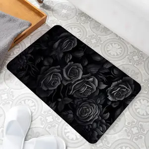 Gothic Black Rose Bathroom Mats, Dark Aesthetic Floral Bathroom Carpets, High-end Design Bathroom Highly Absorbent Floor Mats, Anti-slip Quick-drying Soft Carpets,Suitable for Multi-scenario Shower,Bathtub Outdoor Door Mats, Gifts for Family and Friends