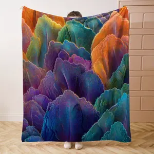 1PC Colorful StonesPrint Flannel Blanket Beautiful and Comfortable Warm Nap Blanket for Sofa, Bed, Office, Car, Camping Travel Blanket, Home Decoration - Four Seasons Gift