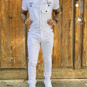 Men's Slim-Fit Denim Overall, Stretch Workwear Suspender Jumpsuit with Adjustable Straps & Pockets