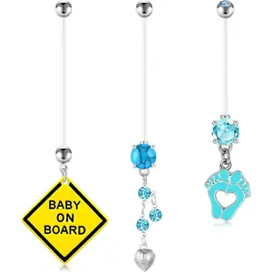 14G   Button Rings with Replacement Balls Flexible Bioplast  Maternity  Ring Retainer for Women Navel Piercing Retainer 1 1/2Inch (38mm)