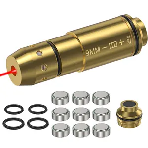 1PC , 9mm Dry-Fire Laser Trainer  -  Laser Trainer for Dry Fire Training - Brass Finish for Durability - 9 Batteries Included - Aperture Aiming - Less Than 5mw Laser Power - Save money- Improve Shooting Ability