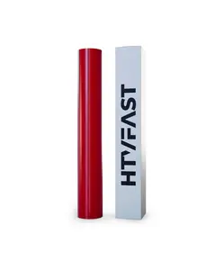 HTVFast HTV Vinyl Rolls Heat Transfer Vinyl - 11.8" x 20' Roll - Flexible & Stretchable PU Material-Easy to Cut, Weed & Transfer with Home Iron-Works on Plastic, Wood, Ceramic & Fabric (Signal Red)