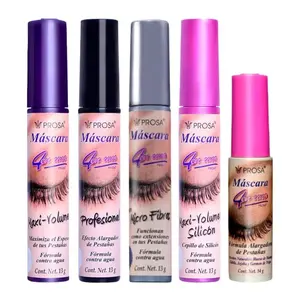 PROSA Viral 4 in 1 Mascara 5 Piece Ultimate Bundle - Microfibras Professional MaxiVolumen & Pink - Complete Set for Everyday & Bold Looks