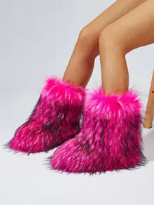 Women's Fluffy Non-slip Snow Boots, Casual Soft Comfortable Ankle Boots for Fall & Winter, Fluffy Plush Warm Shoes for Indoor & Outdoor, Footwear