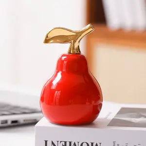 Ceramic Apple Decorative Piece, European Style Home Ornament, Statue, Suitable for All Seasons, Ideal for Living Room & Bookshelf