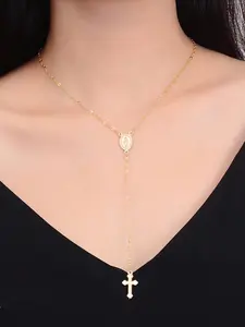 Fashion Cross & Virgin Mary Pendant Necklace for Women, Cross Charm Necklace, 1 Piece Fashion Jewelry for Party, Daily Clothing Decor, All-match & Exquisite Jewelry for Birthday Gift