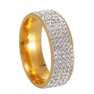 Popular hot-selling five-row diamond ring, titanium steel clay with diamond circumference, full diamond super flash ring