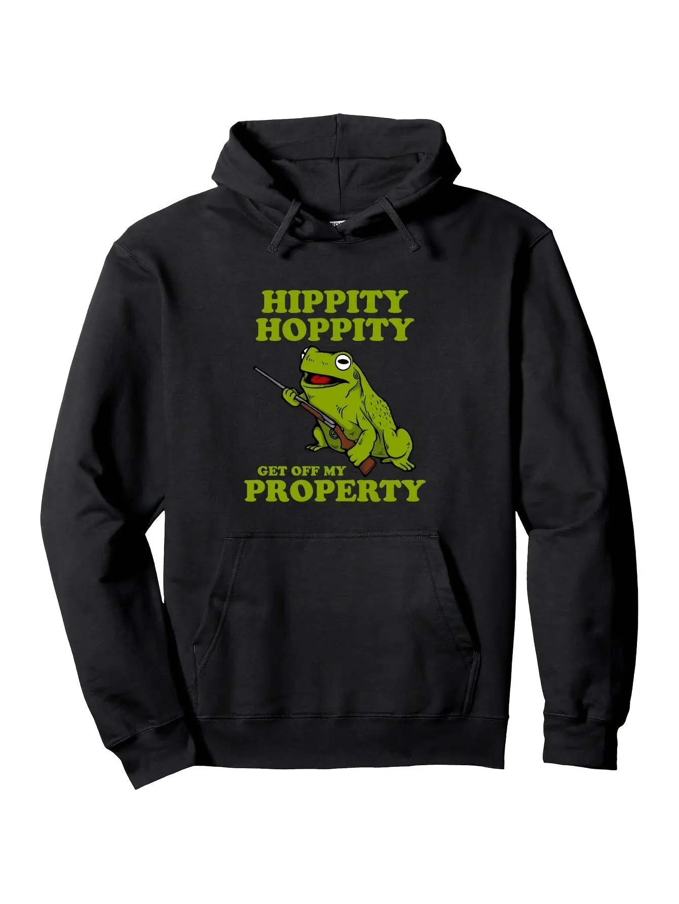 Frog Meme 'Hippity Hoppity Get Off My Property' Graphic Hoodie - Casual Pullover with Kangaroo Pocket, Machine Washable