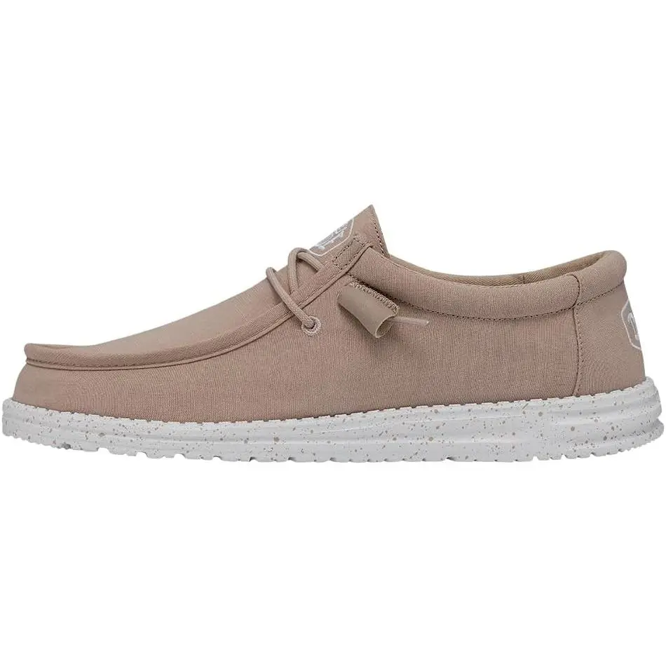 Hey Dude Mens Wally Slub Canvas  Loafer - Tan HD40009-265, Lace, Walking Shoes, Foam, Flat, Lightweight, Footwear, Easy Slipon, Vintage Slub Look