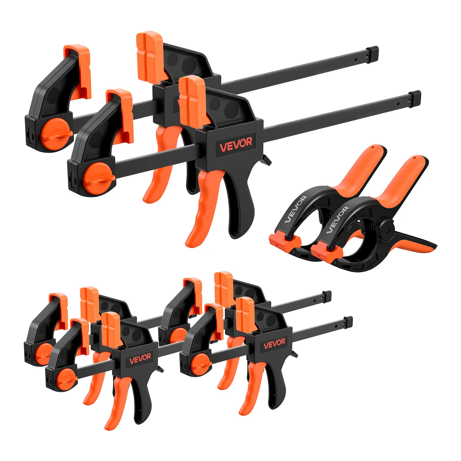 【summerfinds】VEVOR Bar Clamps for Woodworking, 8-Pack, 6" and 12", with Spring Clamps, One-Handed Clamp/Spreader, 154 lbs Load Limit, Quick Release, Self-Locking Design, for Wood Working and Metal Working