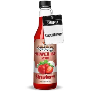 Syruvia Snow Cone Syrup 12.7oz - Strawberry Syrup For Shaved Ice, Snow Cones, Slushies, Italian Soda, Popsicles. Kosher, Dairy Free Beverage Summer