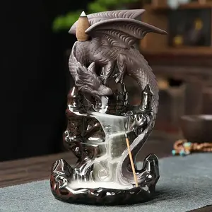 Creative Dragon Design Candle Holders for Home Decor, Ceramic Backflow Incense Burner, Decorative Scented Incense Holder with Fragrance, Aroma and Scent for Home Office Decor, Home Accessories, Halloween, Gift