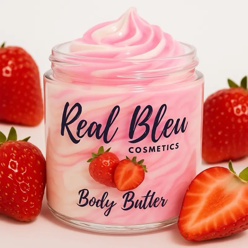 4oz Strawberry Shortcake Scented Whipped Body Butter - Cruelty-Free Shea Body Care, Hydrating Moisturizing Skin Intensive Moisturizer, Ammonia-, Chemical- & Alcohol-Free Blend for Dry Flaky Mature Skin with Moisture Restore Benefits