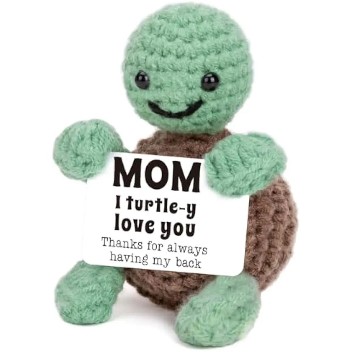 Mini Funny Turtle Mom Gifts from Daughter Son, Birthday Mothers Day Easter Gifts for Mom Mother Mama Presents, I Love You Small Cute Stuff Things, Handmade Emotional Positive Crochet Turtle