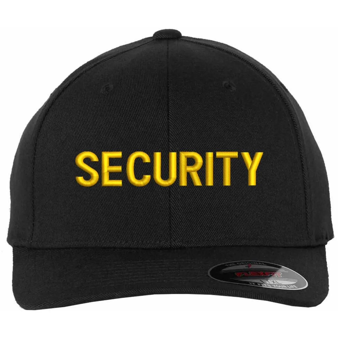 Polyester Fitted Structured Flexfit Baseball Cap for Guards - Security Text Embroidered, Breathable, Buckle-Free, Mid-Profile, Ventilation Slots, Uniform Wear, Seamless Snug Fit, 2 Sizes (Small-Medium, Large/XL), Print