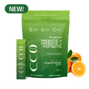 SUU Tri-Biotics Prebiotic Probiotic Postbiotic Tangerine Orange Flavored 7 Sachets for Digestive Mental Clarity & Vitality Support