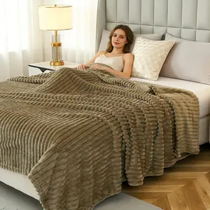 Decorative Striped Plush Blanket, Soft and Comfortable, Multiple Colors Available, Ideal for Bed/sofa, Perfect for Napping/reading/TV Watching, Easter Gift, Throw Blanket