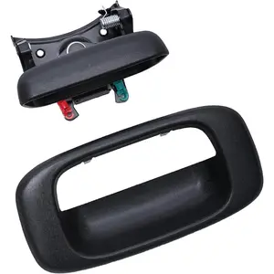 Premium Tailgate Handle Latch and Bezel Trim with Rod Clips, Fits for 1999-2007 Chevy Silverado GMC Sierra 1500 2500 3500, Replaces# 15997911, 15228539, 15228540, 15228541