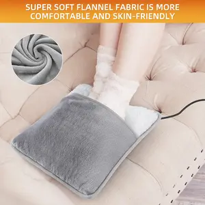 Ultra Soft Flannel Electric Heated Foot Warmer Portable Heating Pad for Feet Back Pain Relief Tummy Cramps Overheat Protection Home Office