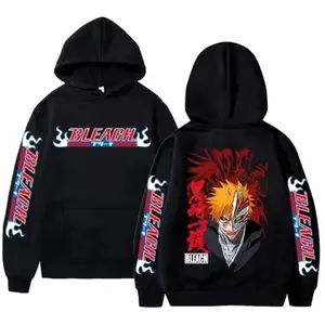 Popular Anime BLEACH Kurosaki Ichigo Graphic Print Hoodie – Men & Women Manga Hoodie, Vintage Sweatshirt, Harajuku Streetwear, Womenswear, Graphic Tee Women Outfits Gifts