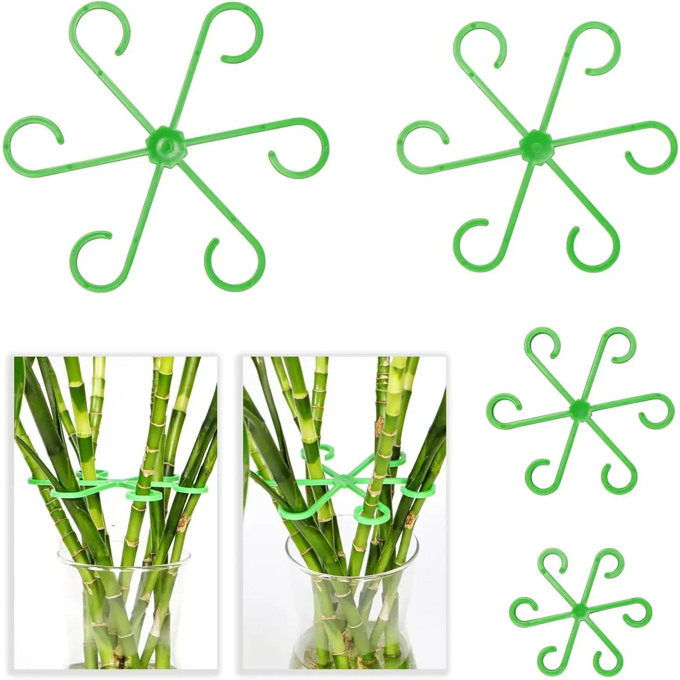 4 count  Stem Supports for Indoor , Assorted Sizes Plastic  Stabilizer Growth Accessories  Stakes Holders for Monstera Potted Climbing  (4, Green)