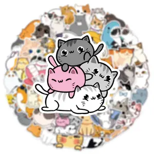 Adorable Cat Sticker Pack – 50pcs Waterproof Vinyl Decals for Decorating Smooth Surfaces with Cute Feline Designs