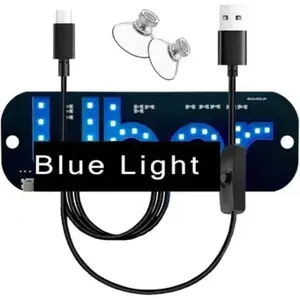Universal Car Accessories - Bright Glow LED Light Sign for Car Windshield with Suction Cups & USB Plug, No Color Options