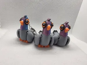 Articulated Pigeon Fidget Toy – 3D Printed Dopey Desk Bird, Keychain & Magnet